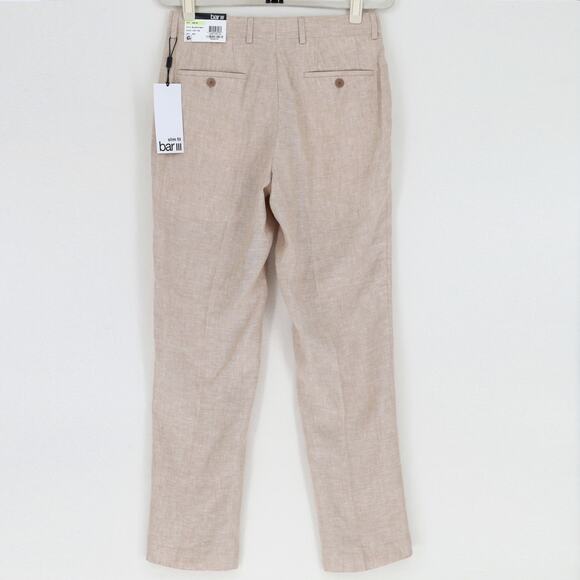 Bar III Men's Light Tan Linen Summer Casual Slim-Fit Suit Pants Size W30 L30 - Picture 3 of 4